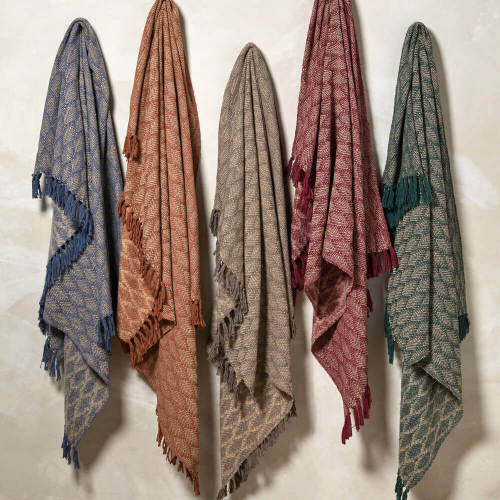 Walton & Co Elm Green Leaf Recycled Cotton Throw
